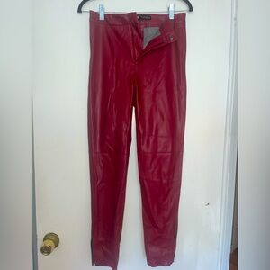 Zara Faux Leather Leggings - Maroon Size SM